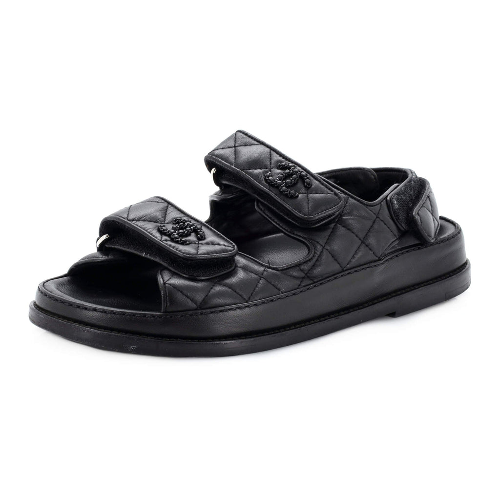 Women's Velcro Dad Sandals Quilted Leather
