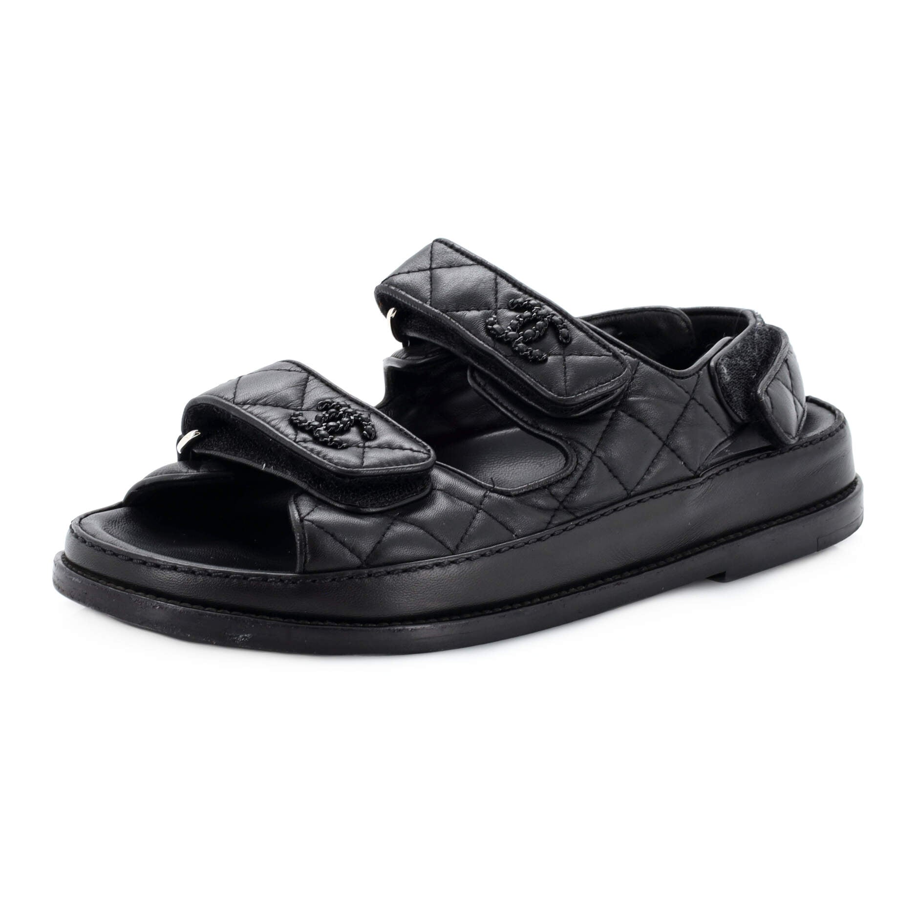 Women's Velcro Dad Sandals Quilted Leather