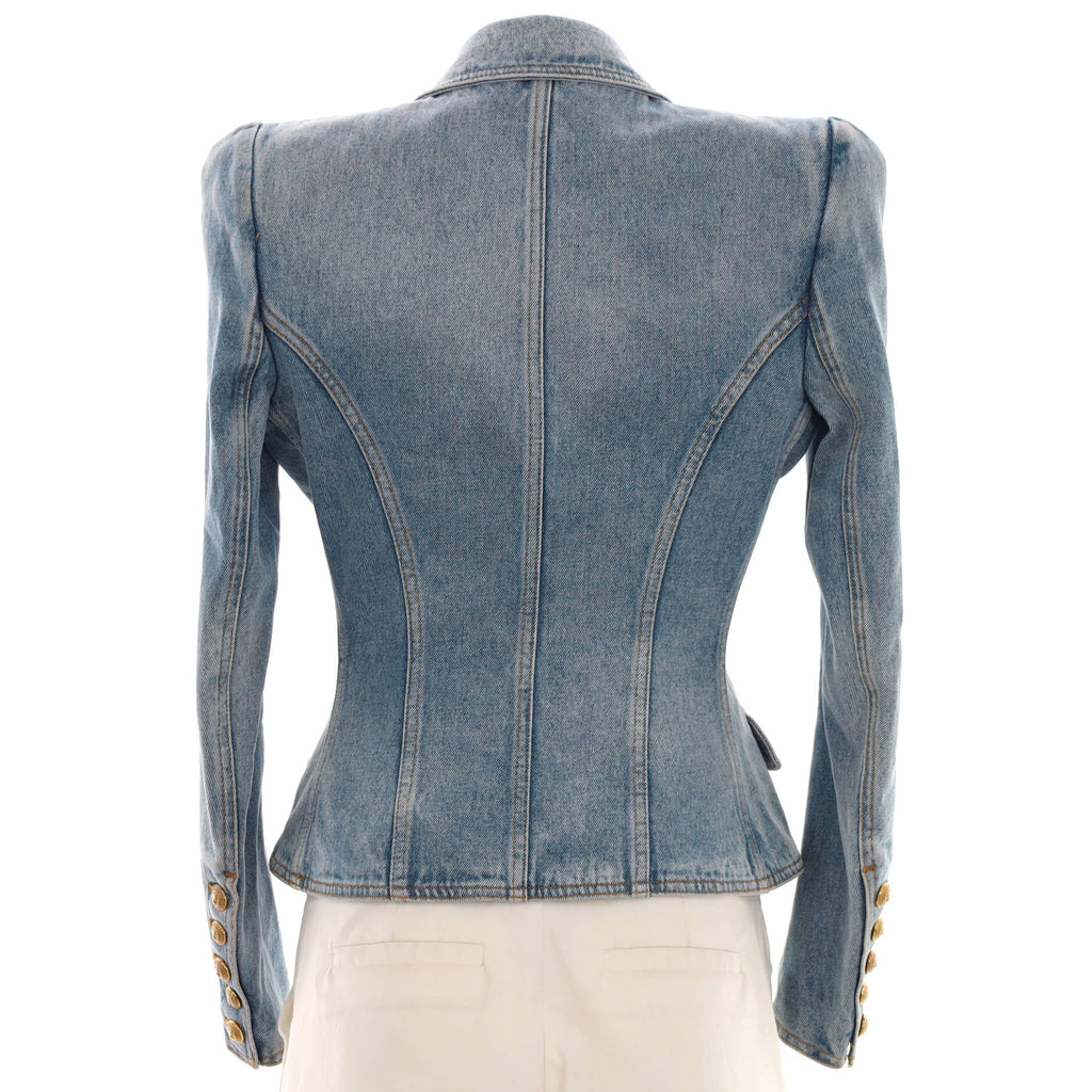 Women's Double Breasted Blazer Denim