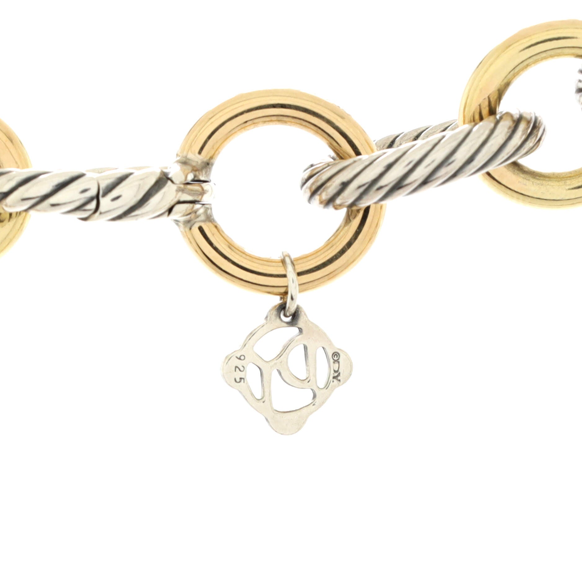 Oval Link Necklace Sterling Silver and 18K Yellow Gold Large