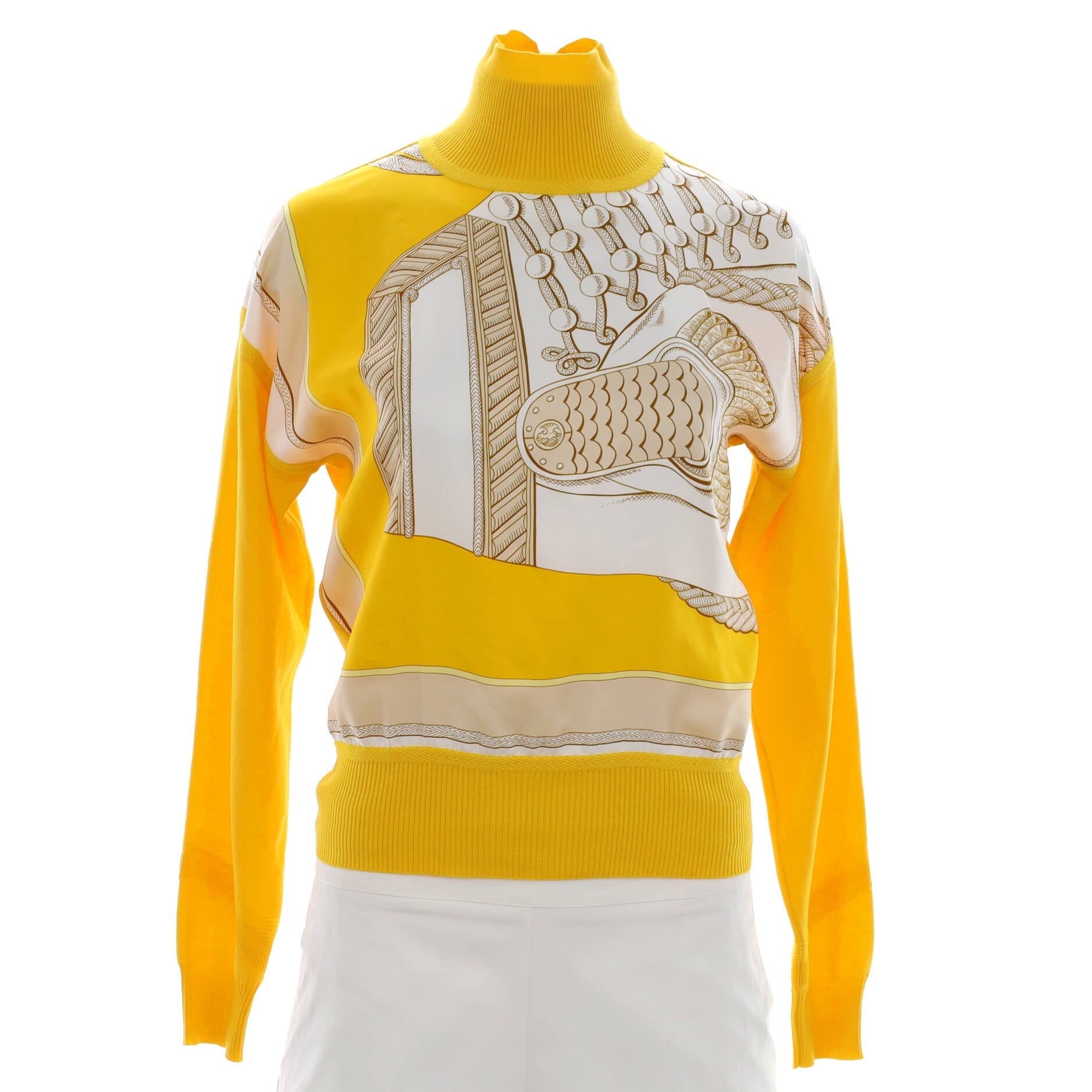 Women's Twillaine High Neck Sweater Printed Silk and Cashmere