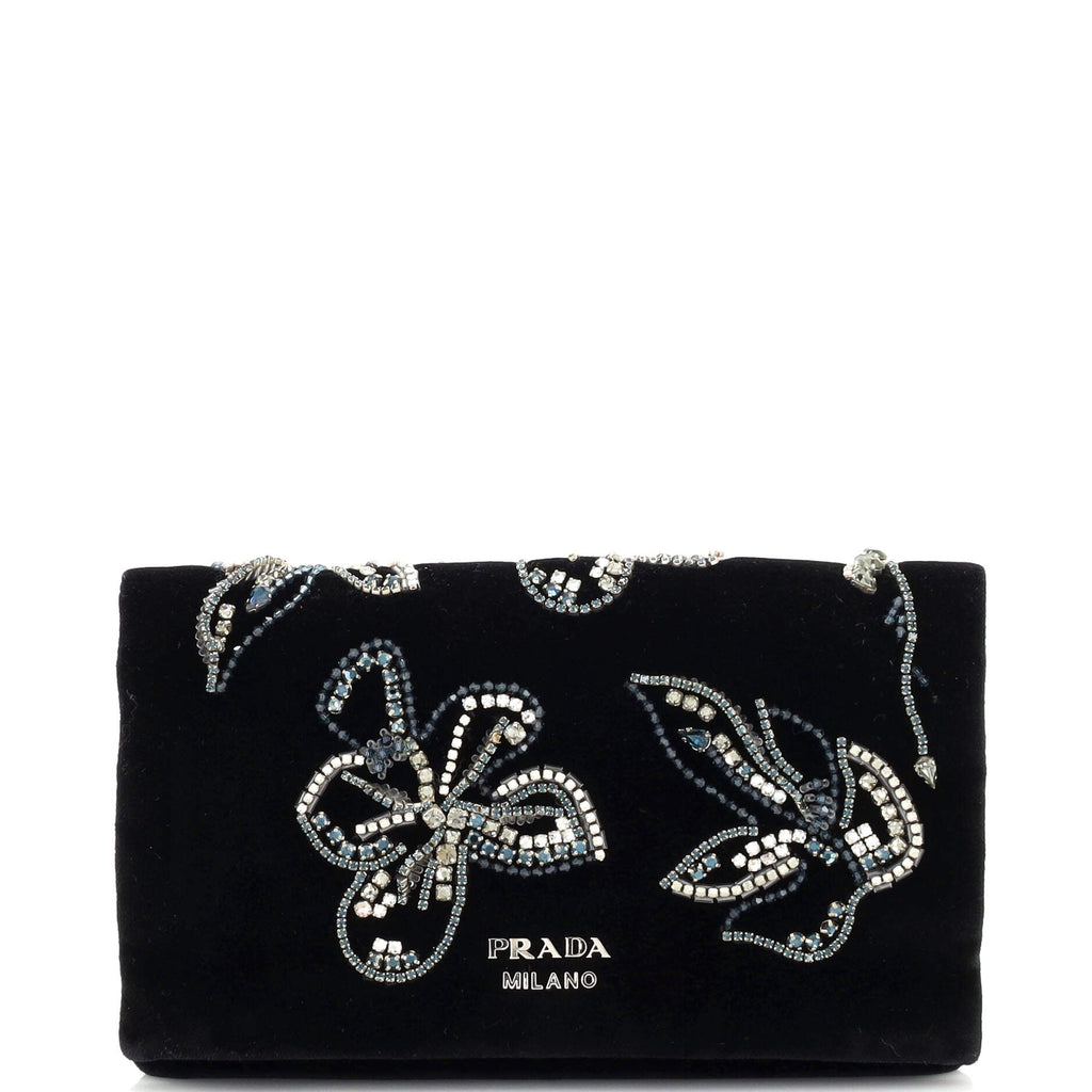 Folded Clutch Crystal Embellished Velvet