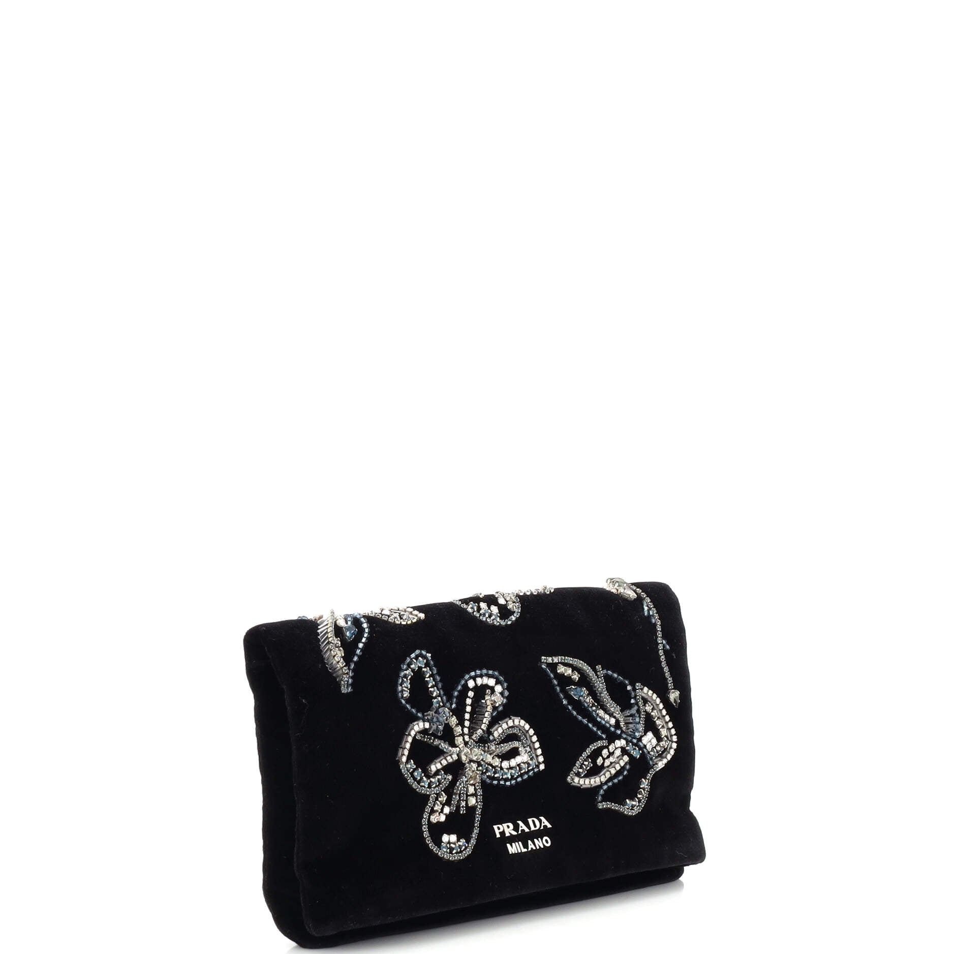 Folded Clutch Crystal Embellished Velvet