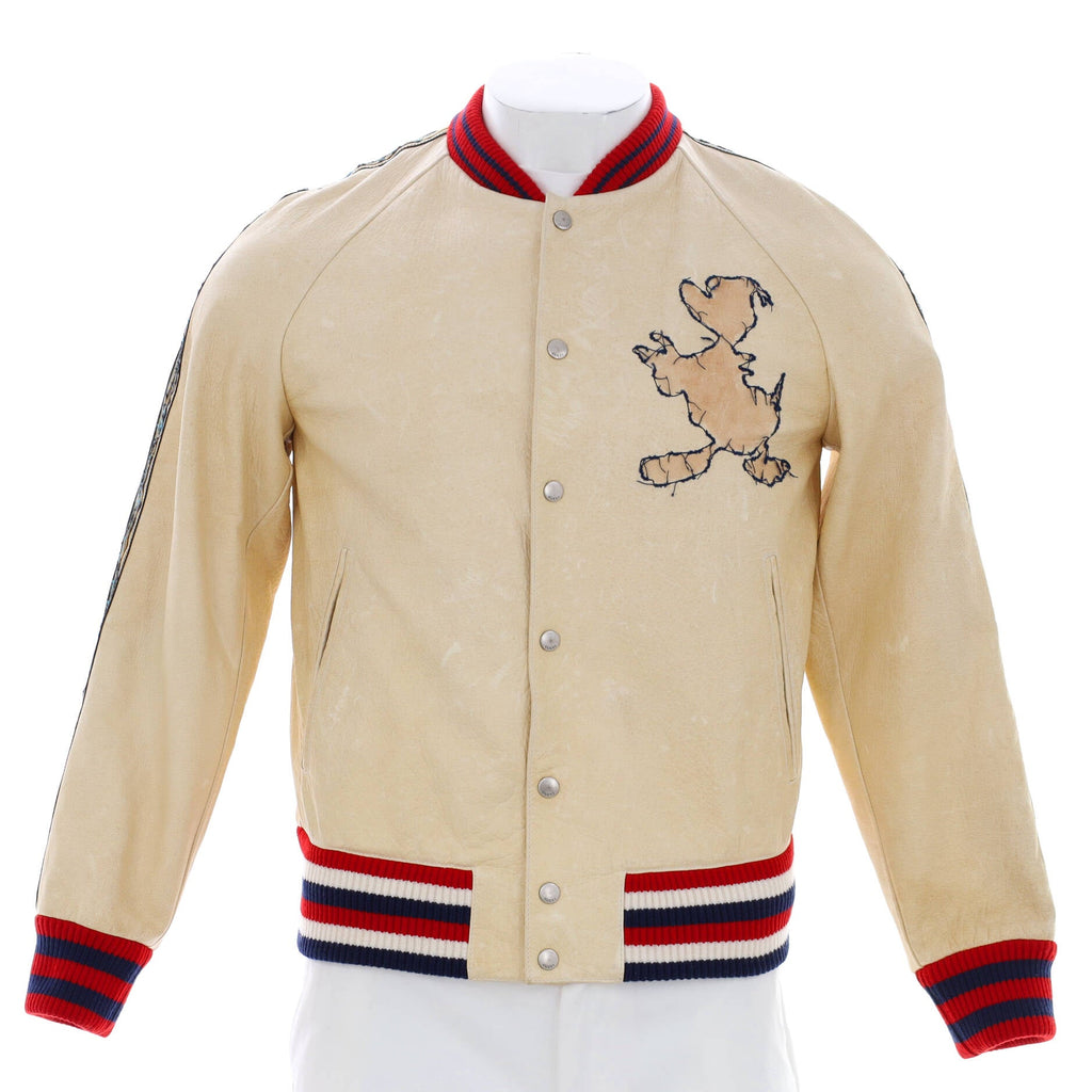 Men's Disney Donald Duck Bomber Jacket Leather with Applique