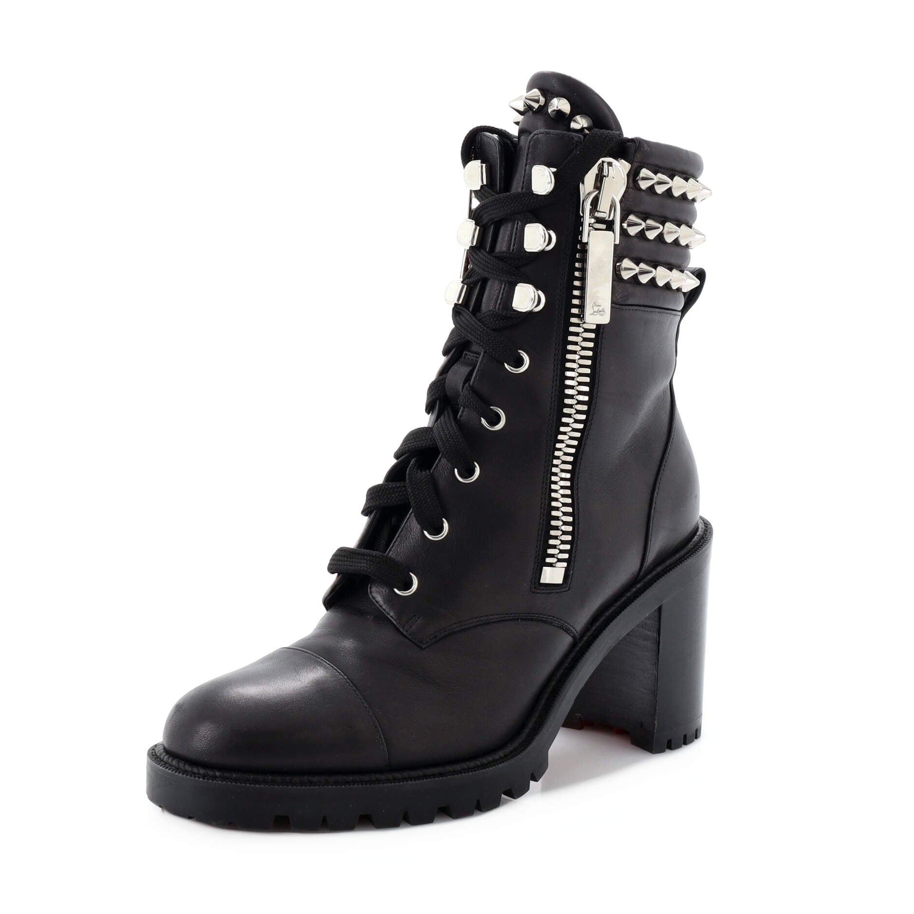 Women's Winter Spikes Heeled Boots Leather 70