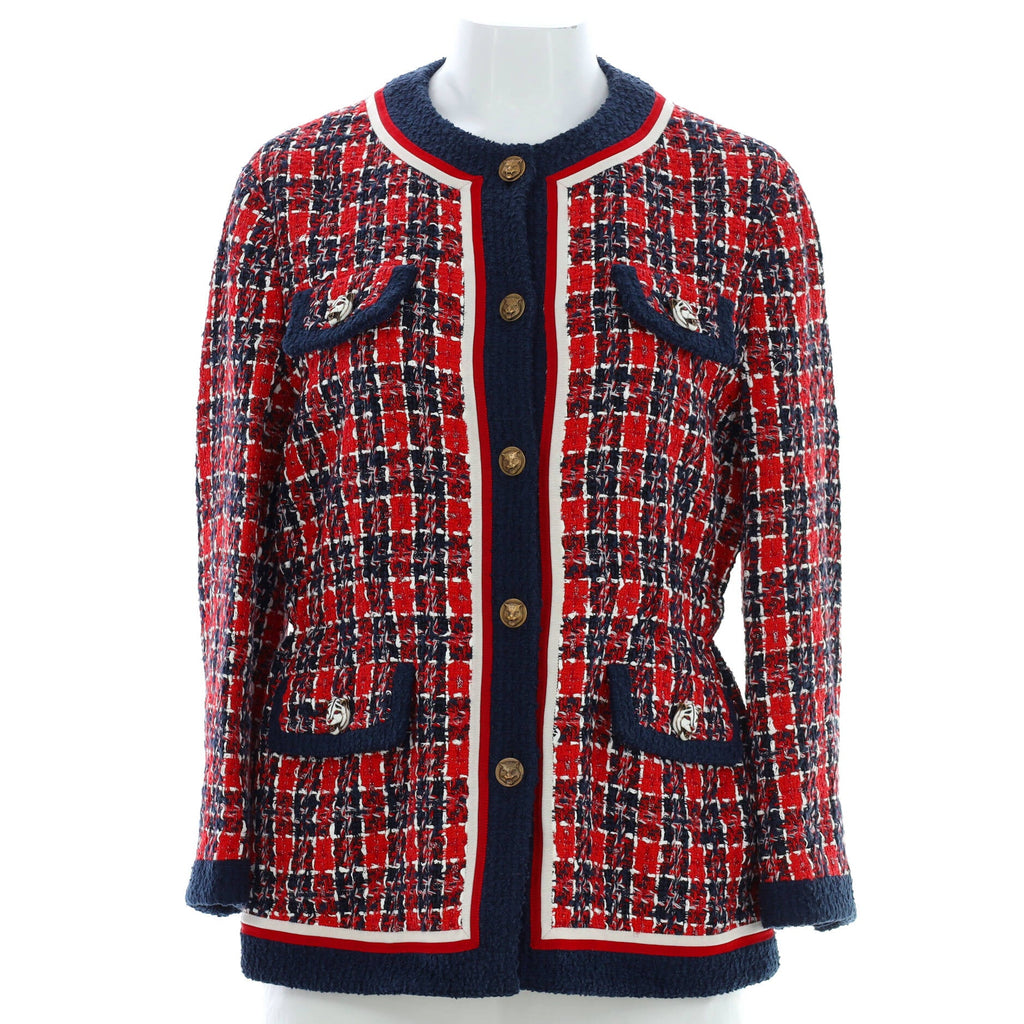 Women's Four Pocket Collarless Jacket Tweed