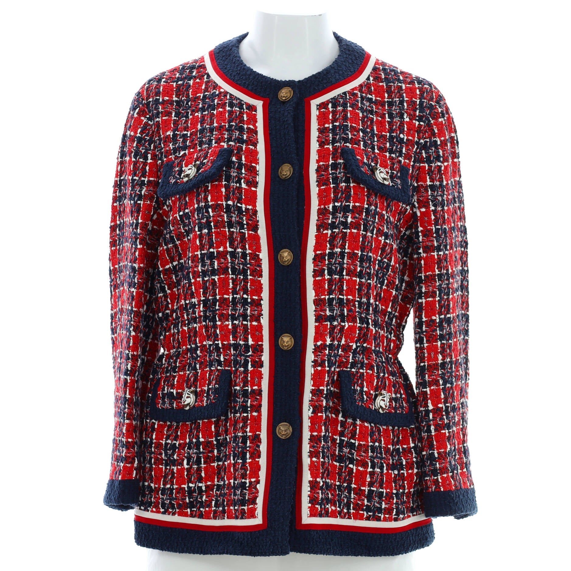 Women's Four Pocket Collarless Jacket Tweed