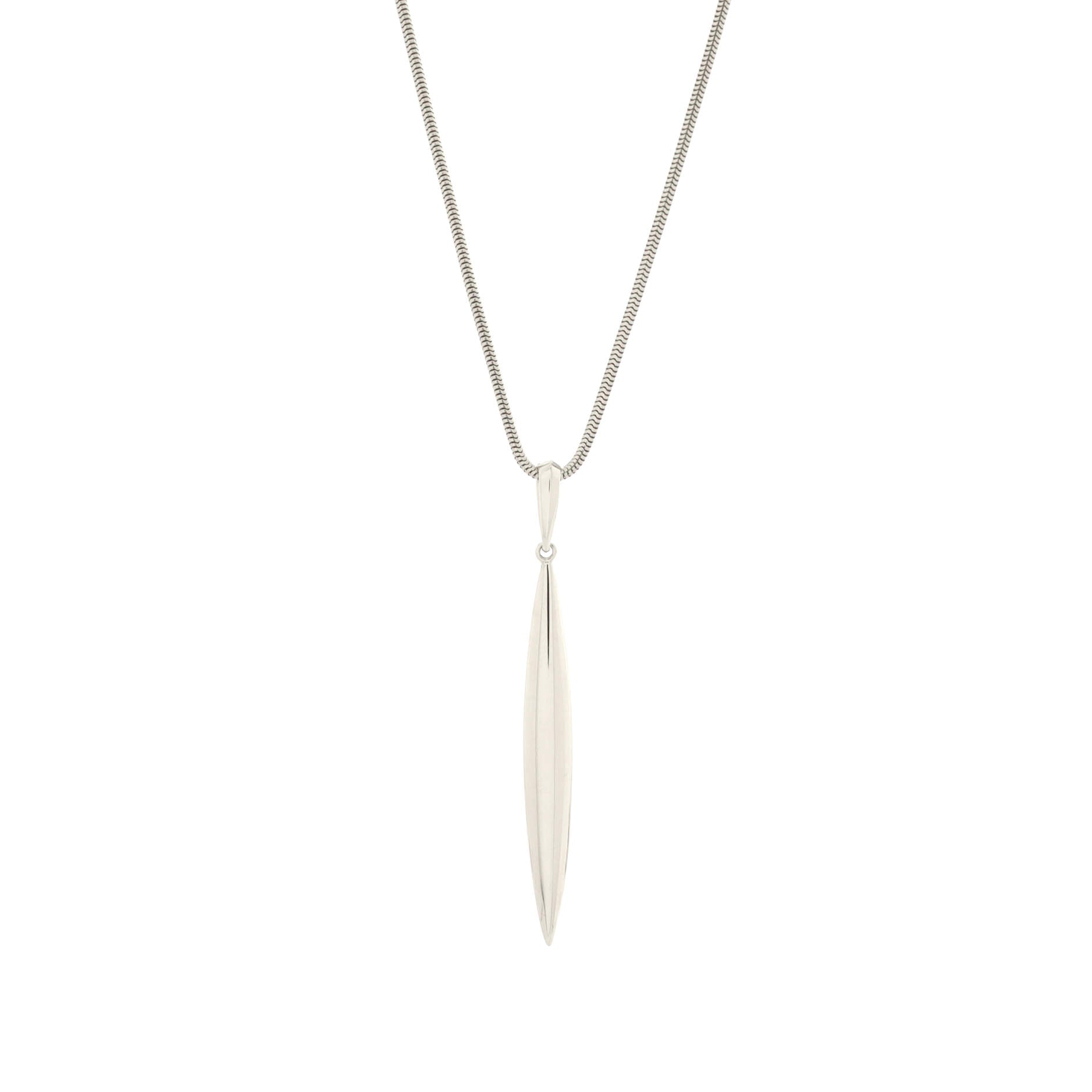 Feather Pendant Necklace 18K White Gold