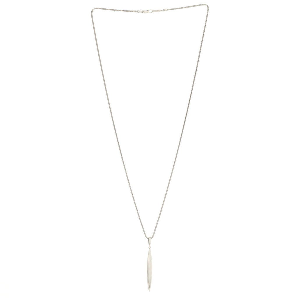 Feather Pendant Necklace 18K White Gold
