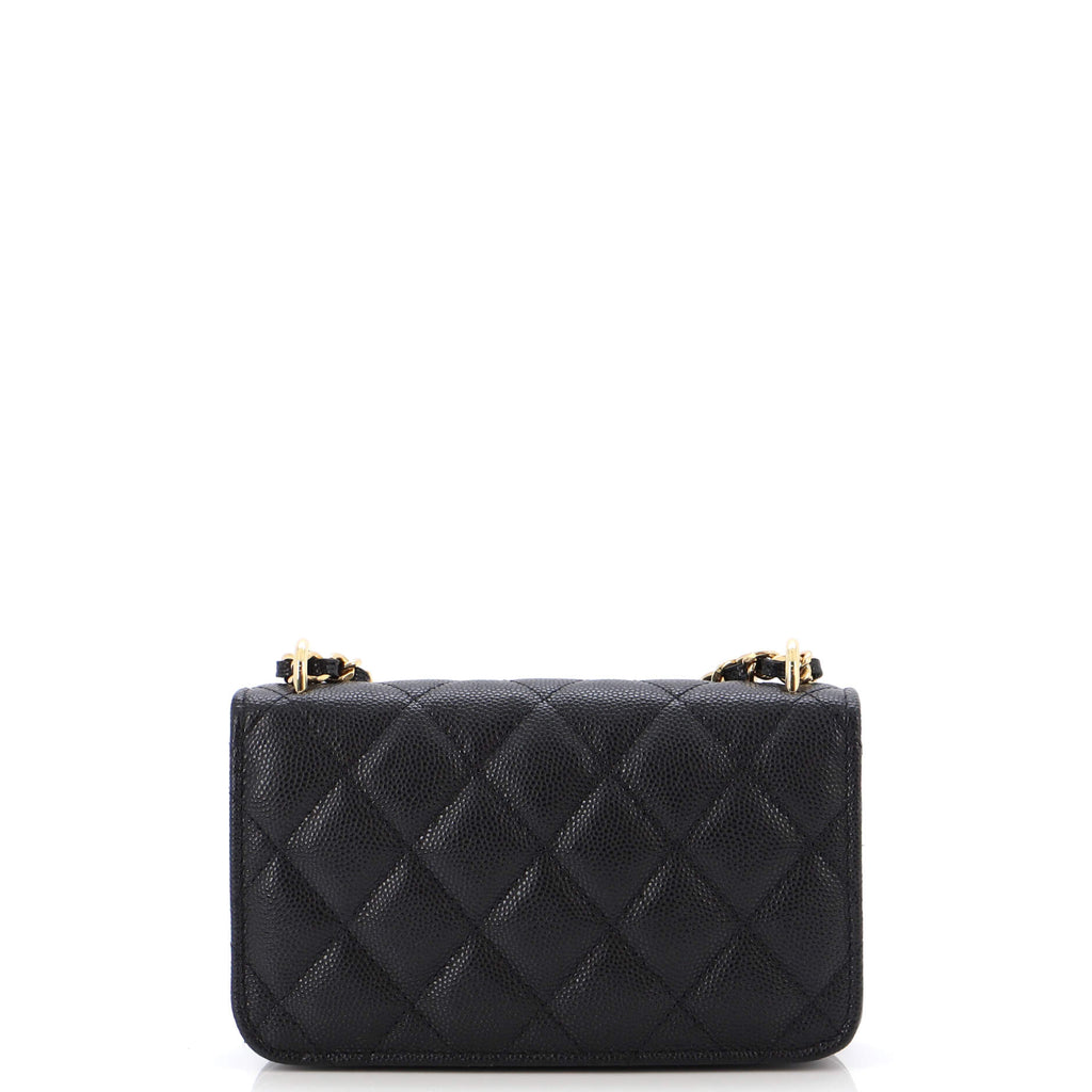 Pocket Twins Clutch with Chain Quilted Caviar