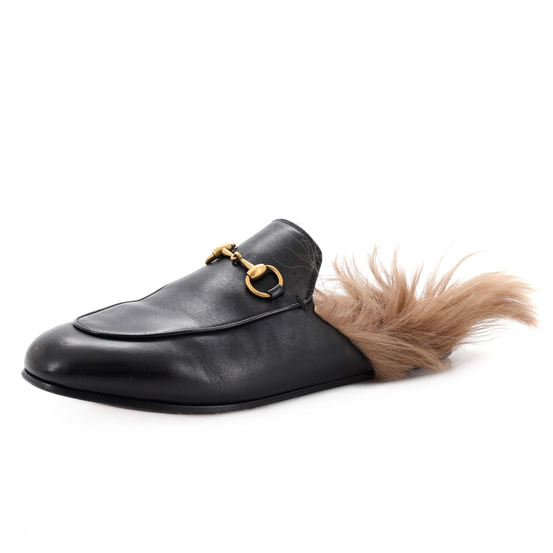 Women's Princetown Mules Leather with Fur