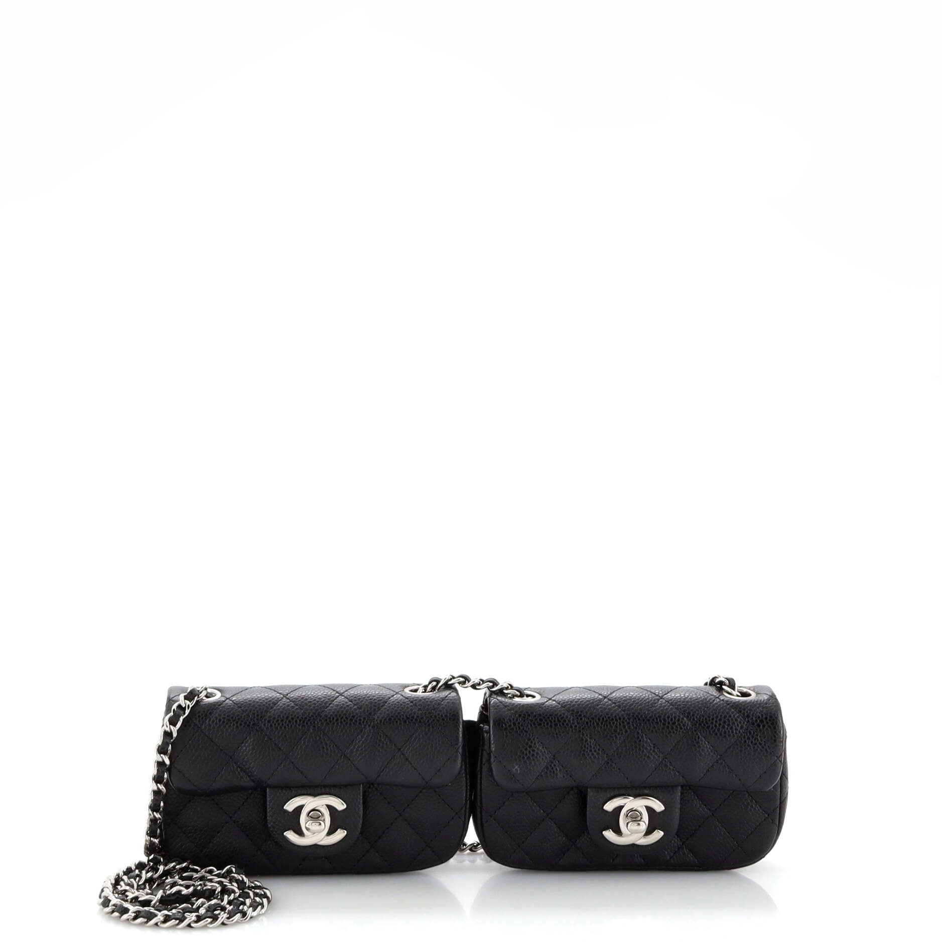 Twin Classic Flap Bag Quilted Caviar Mini