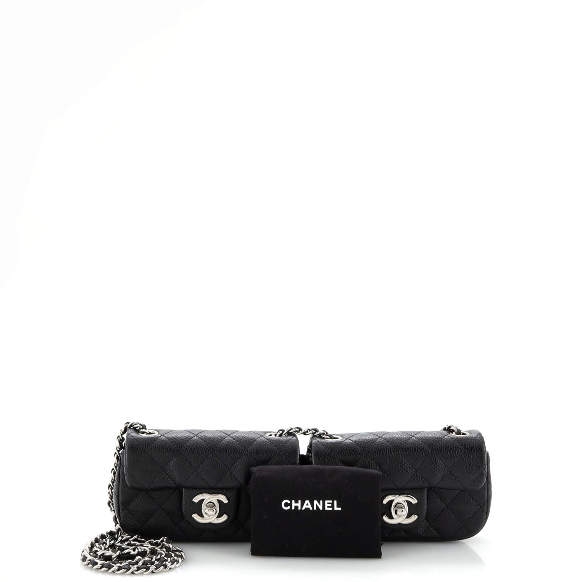 Twin Classic Flap Bag Quilted Caviar Mini