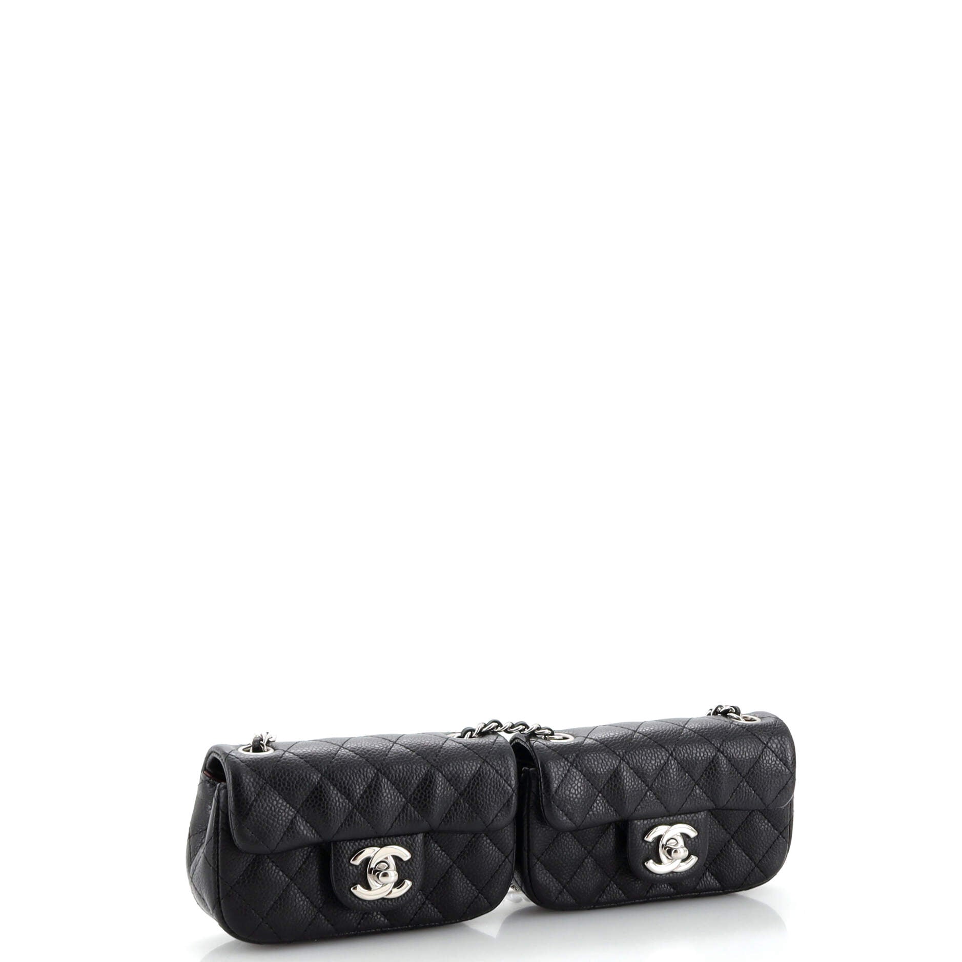 Twin Classic Flap Bag Quilted Caviar Mini