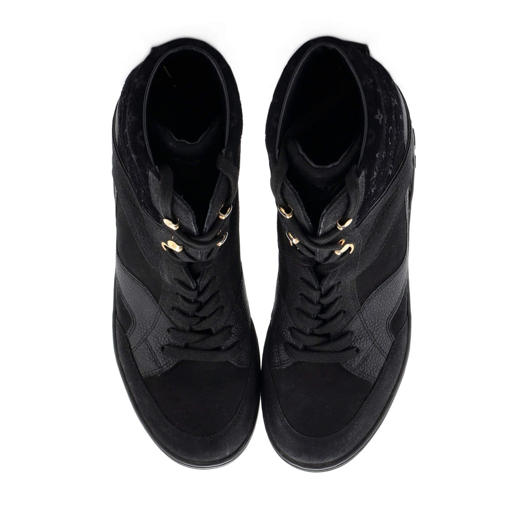 Women's Millennium Wedge Sneakers Suede with Monogram Embossed Fabric