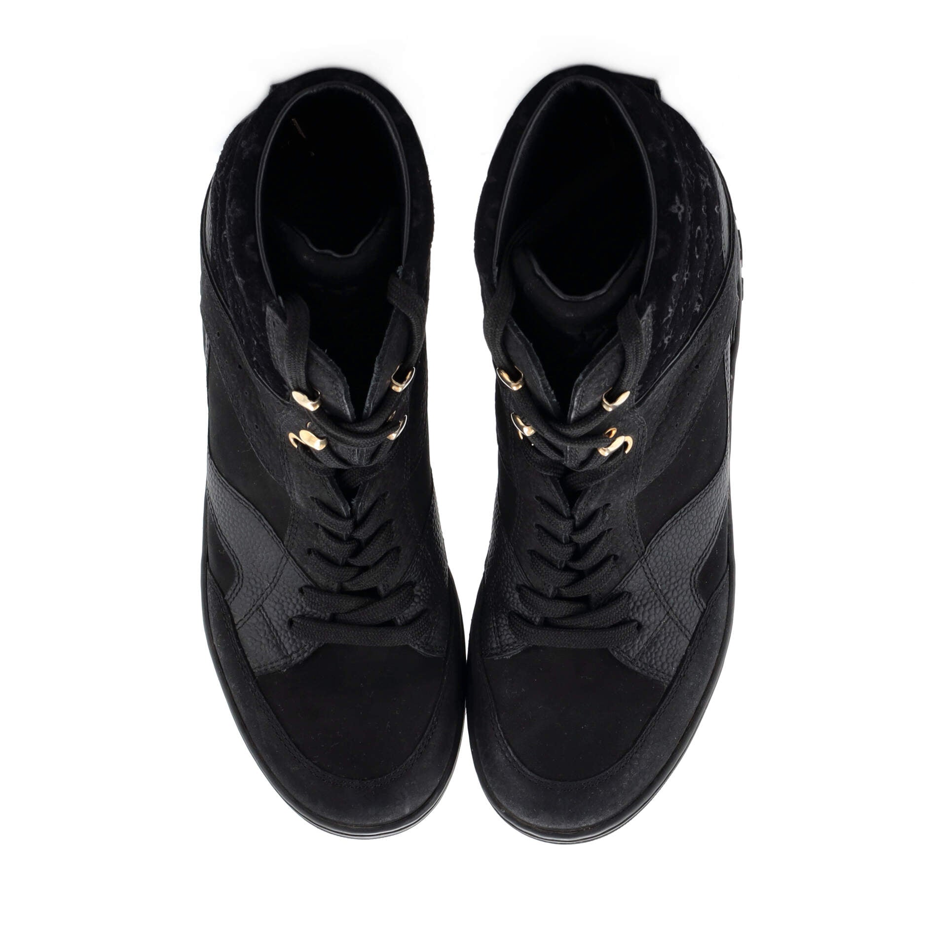 Women's Millennium Wedge Sneakers Suede with Monogram Embossed Fabric