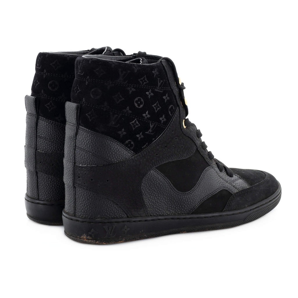 Women's Millennium Wedge Sneakers Suede with Monogram Embossed Fabric
