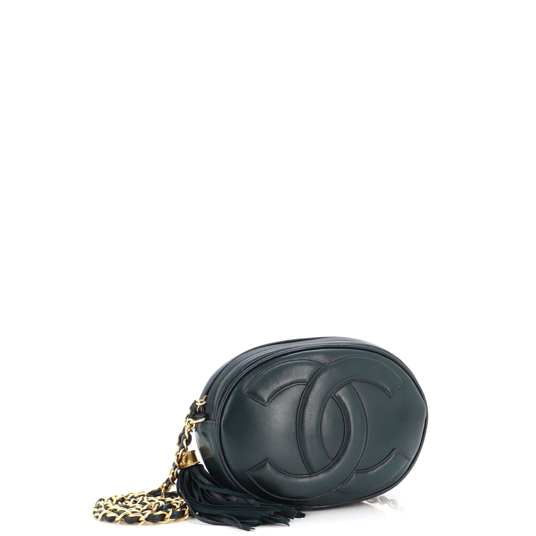 Vintage Oval CC Tassel Crossbody Bag Leather Mini