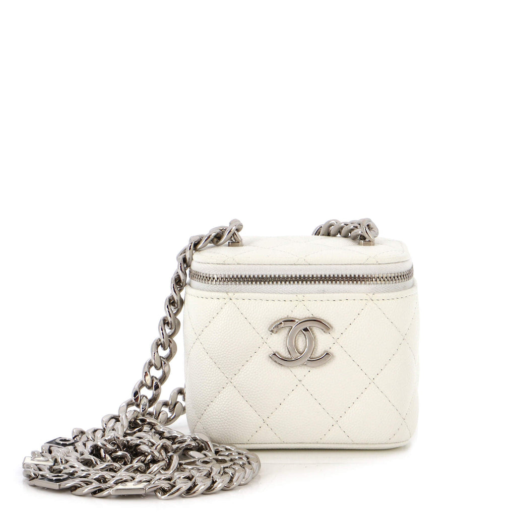 Coco Enamel Strap Vanity Case with Chain Quilted Caviar Mini