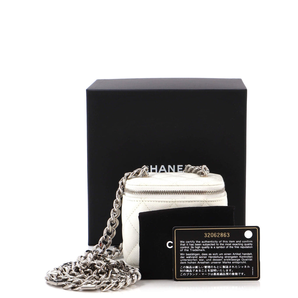 Coco Enamel Strap Vanity Case with Chain Quilted Caviar Mini