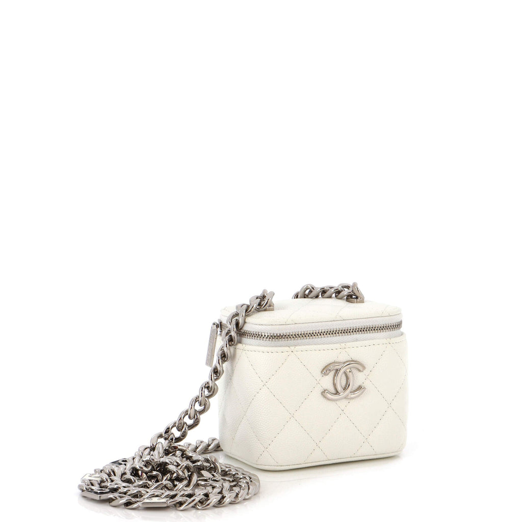 Coco Enamel Strap Vanity Case with Chain Quilted Caviar Mini