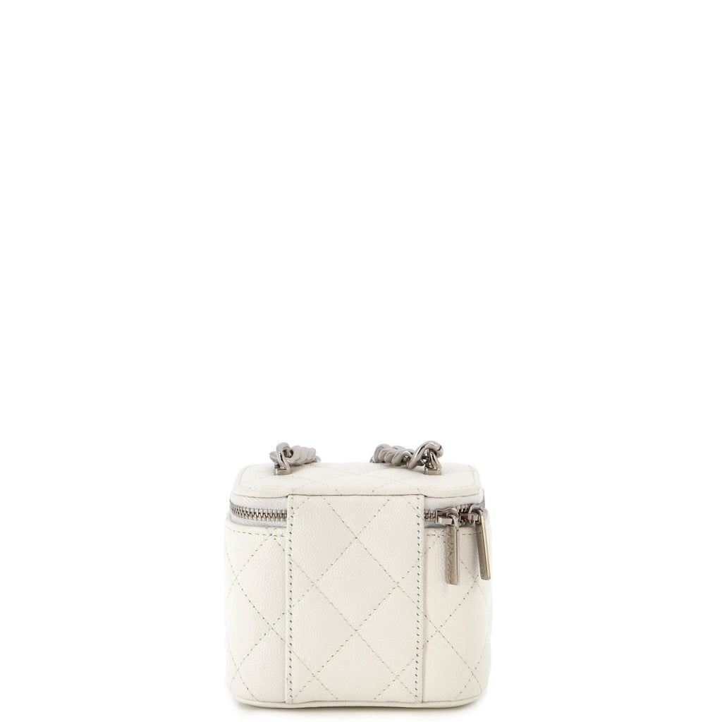 Coco Enamel Strap Vanity Case with Chain Quilted Caviar Mini