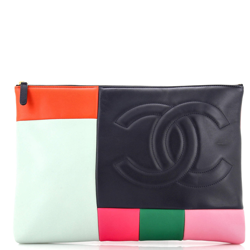 O Case Clutch Colorblock Leather Large