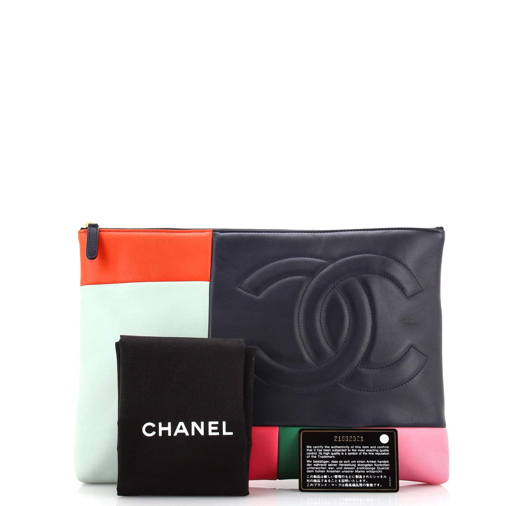 O Case Clutch Colorblock Leather Large