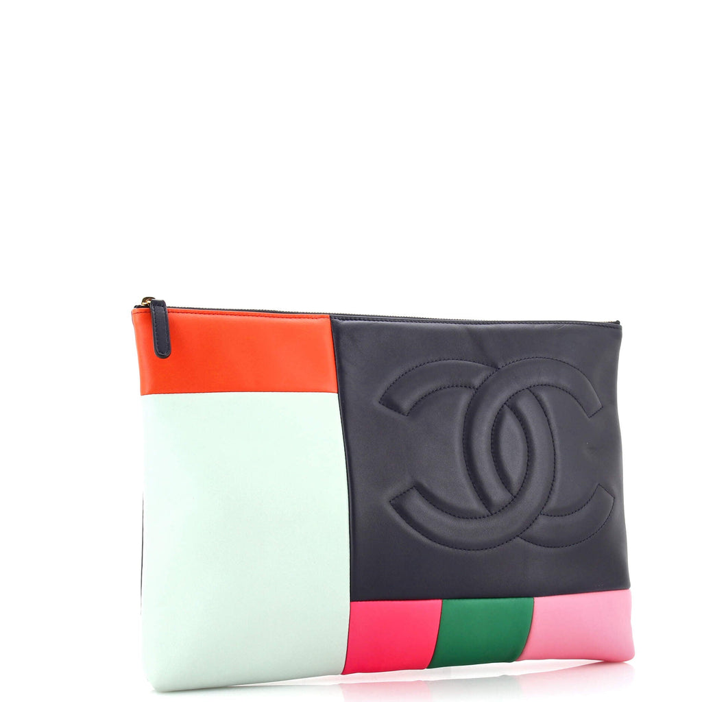 O Case Clutch Colorblock Leather Large
