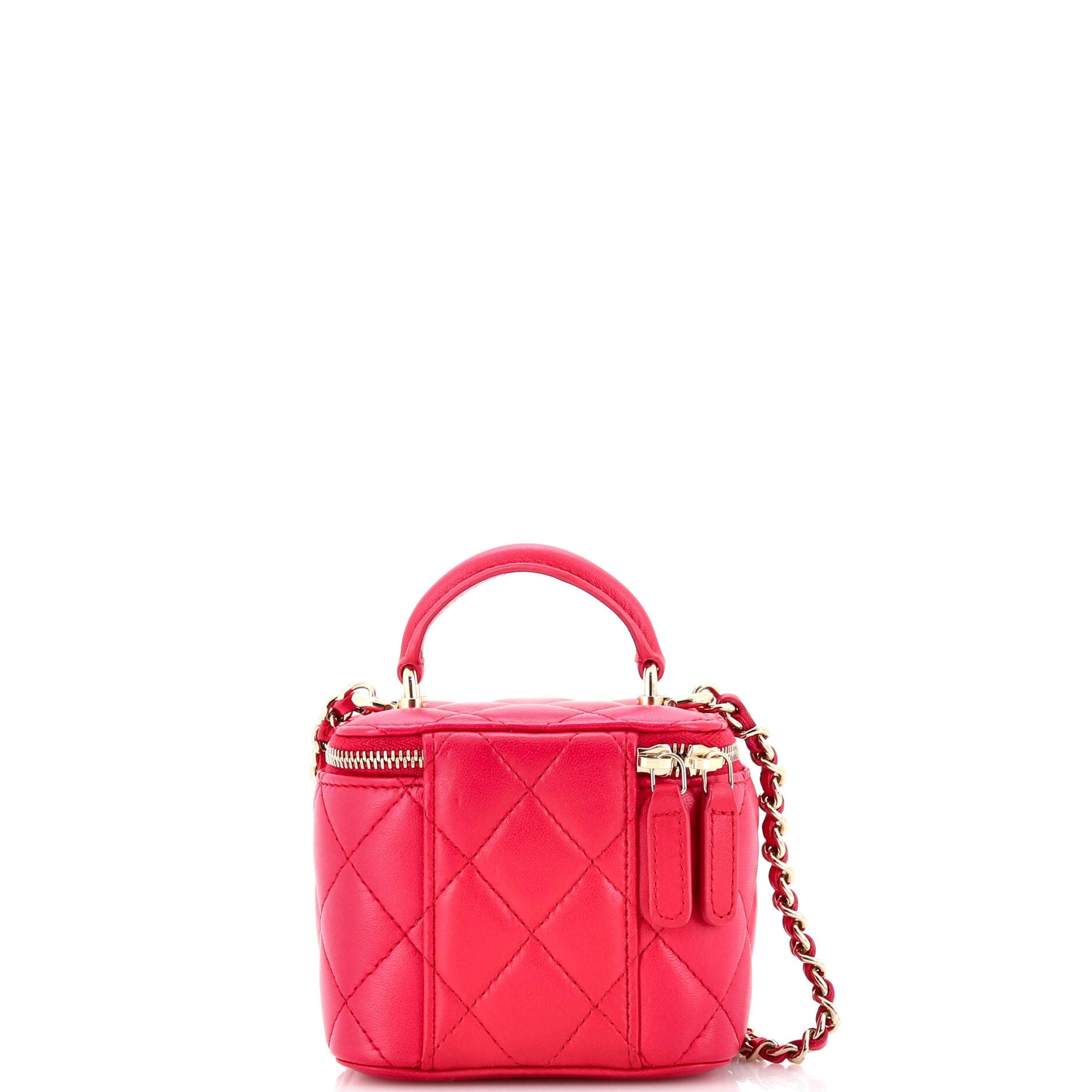 Classic Top Handle Vanity Case with Chain Quilted Lambskin Mini