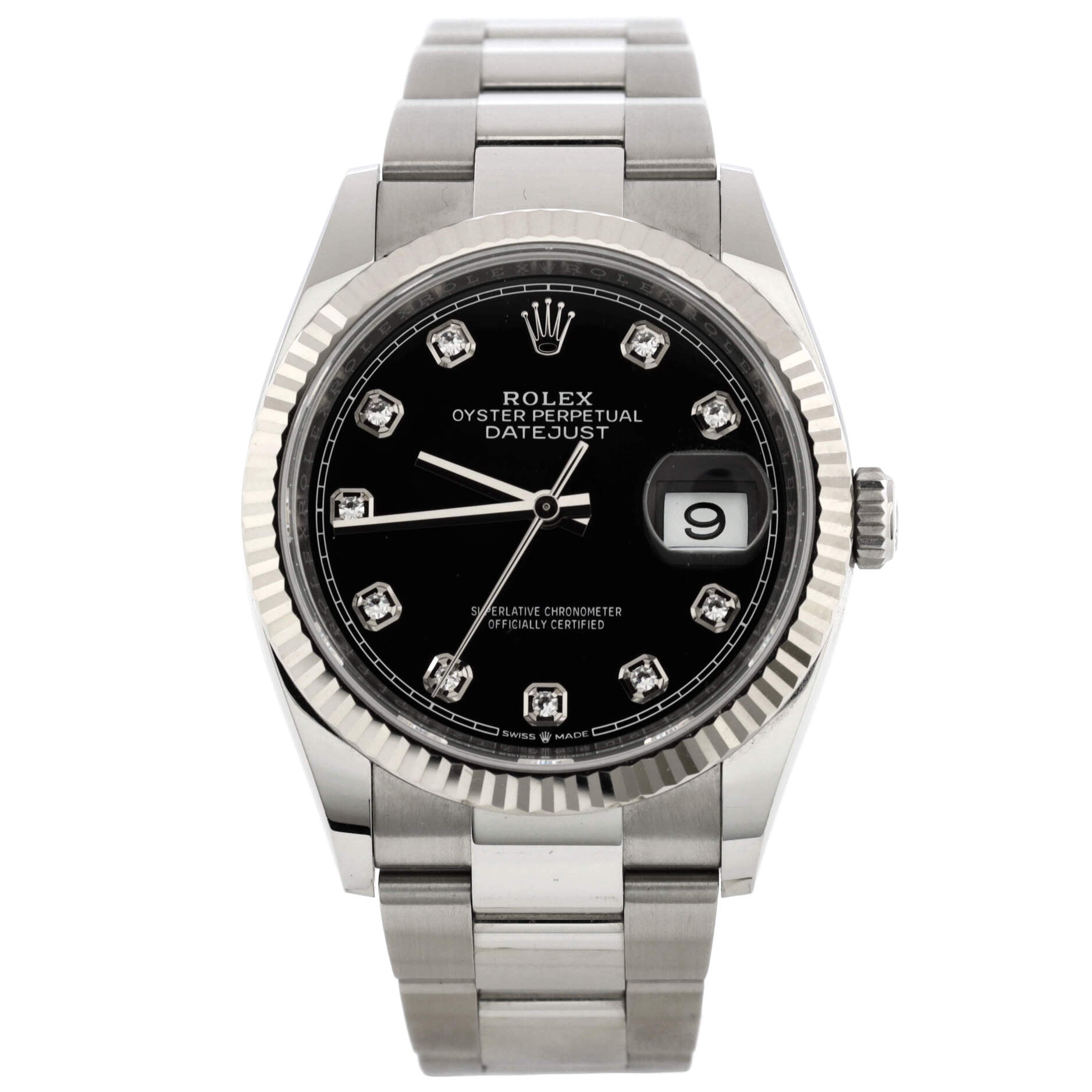 Oyster Perpetual Datejust Automatic Watch Stainless Steel and White Gold with Diamond Markers 36