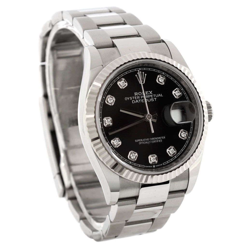 Oyster Perpetual Datejust Automatic Watch Stainless Steel and White Gold with Diamond Markers 36