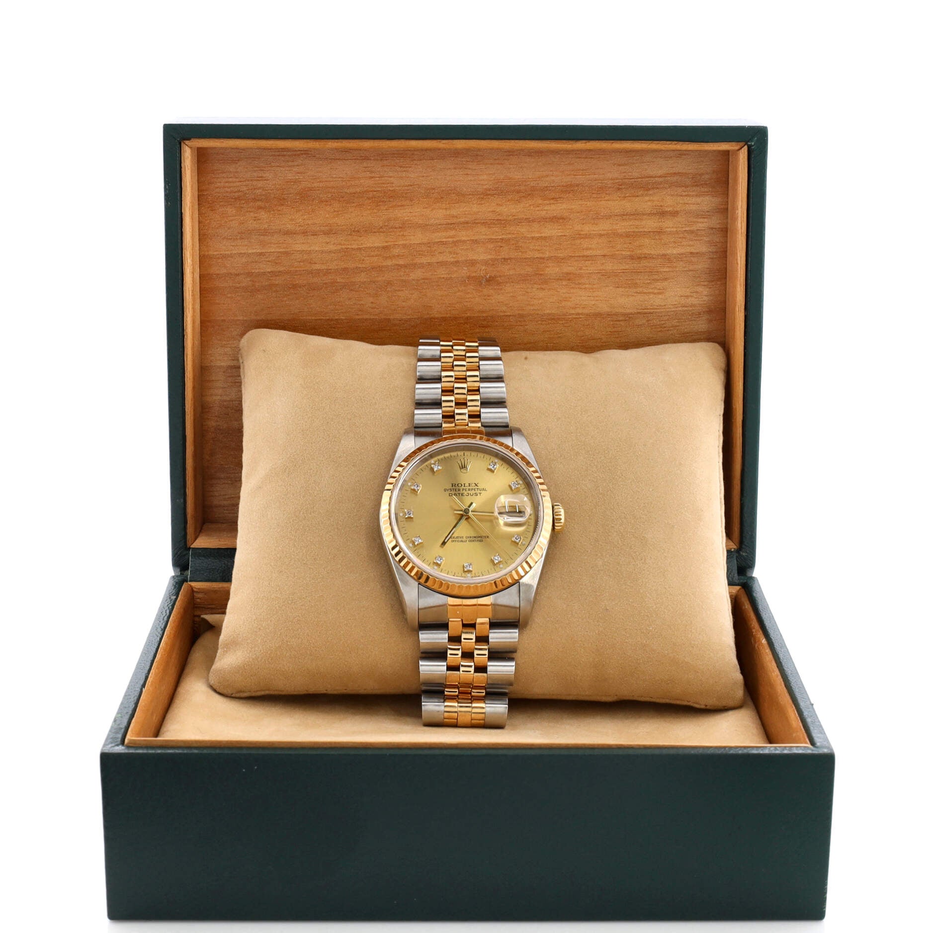 Oyster Perpetual Datejust Automatic Watch Stainless Steel and Yellow Gold with Diamond Markers 36