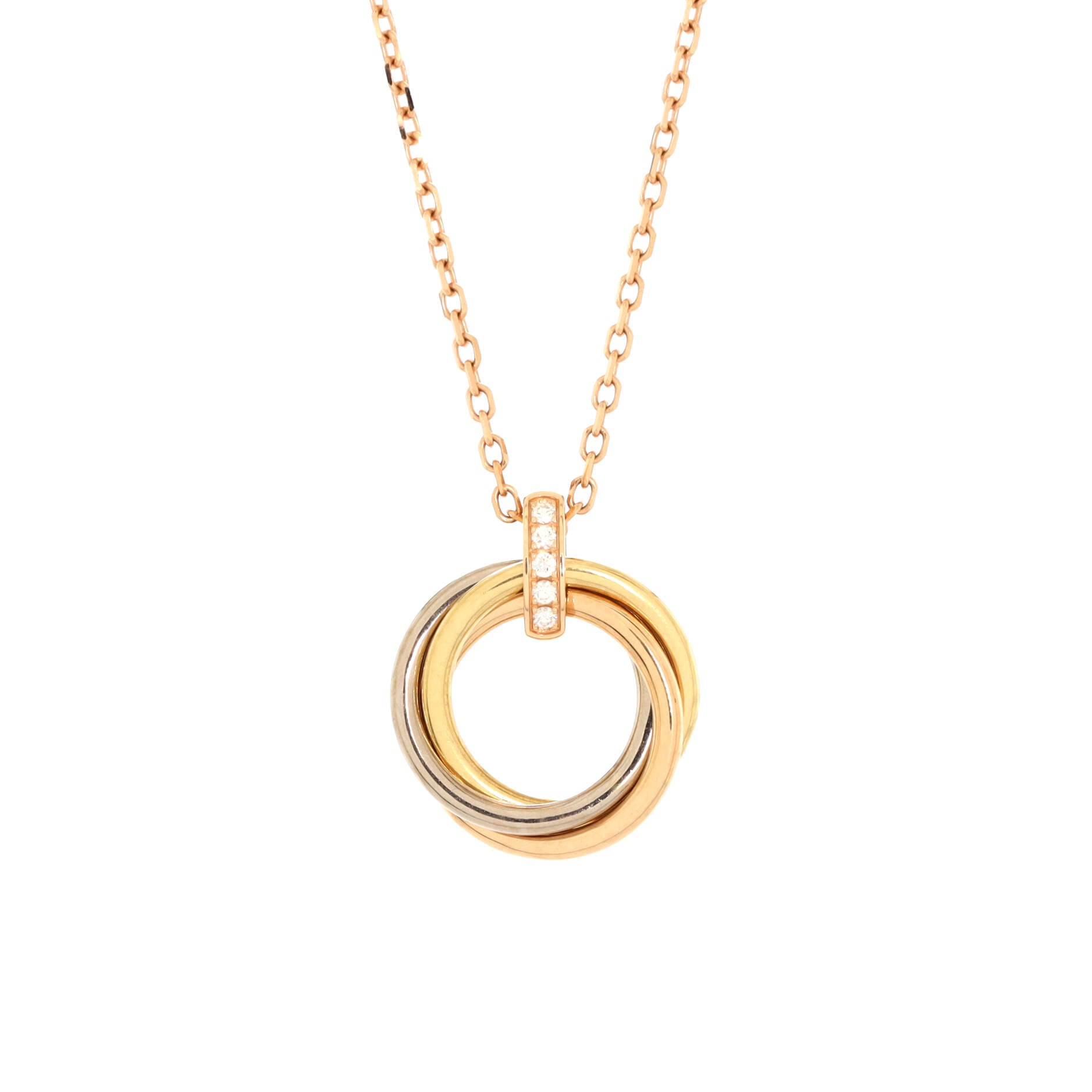 Trinity Pendant Necklace 18K Tricolor Gold and Diamonds