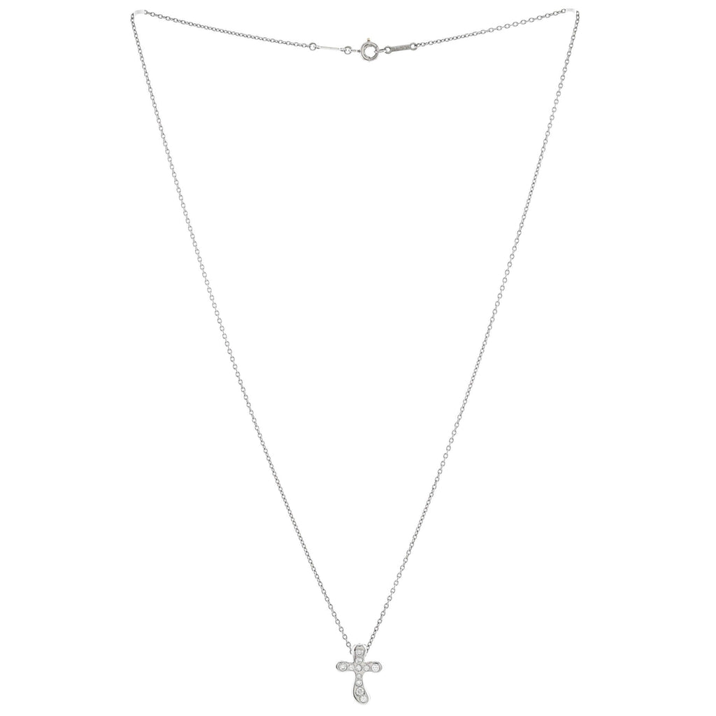 Elsa Peretti Cross Pendant Necklace Platinum and Diamonds Small