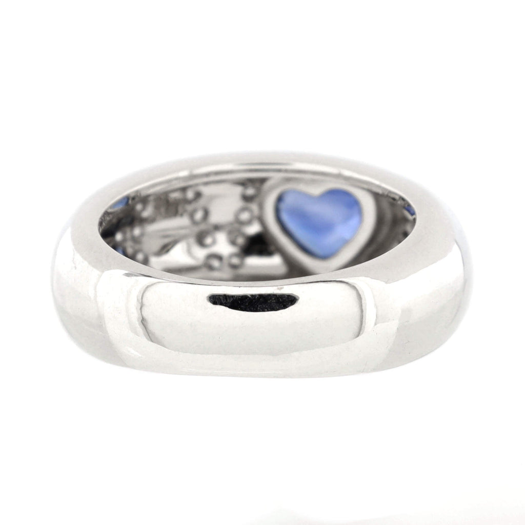 Love Ring 18K White Gold with Blue Sapphire and Diamonds