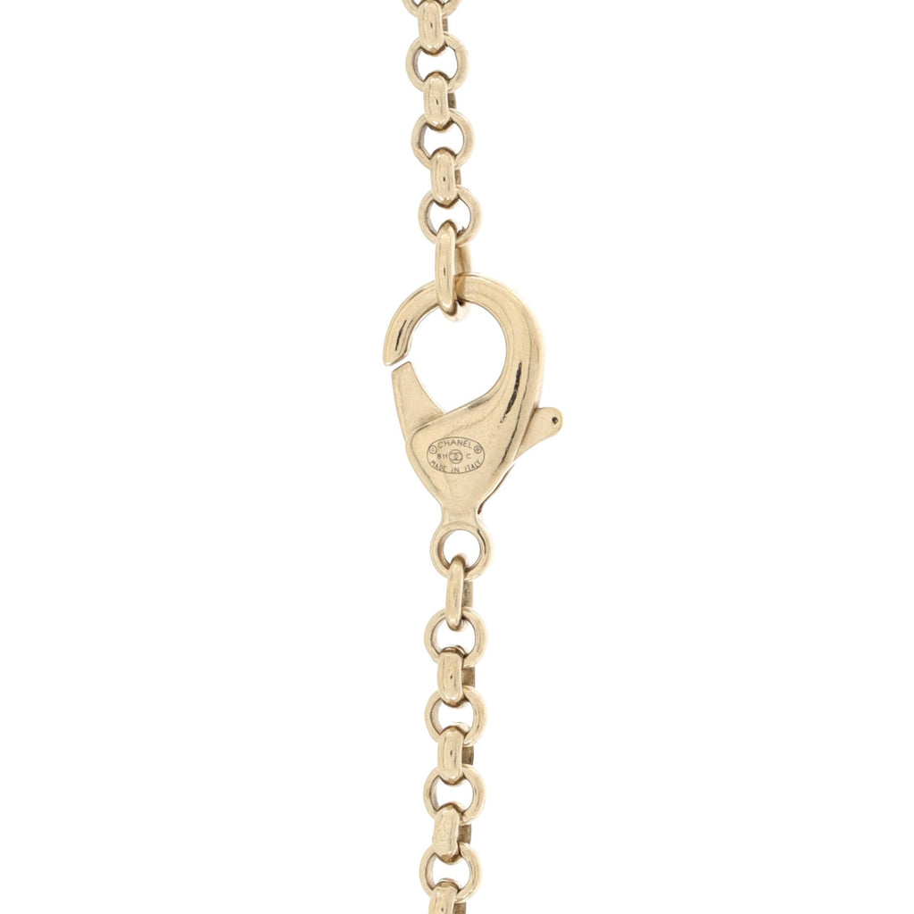 CC Station Long Necklace Metal with Faux Pearls and Enamel
