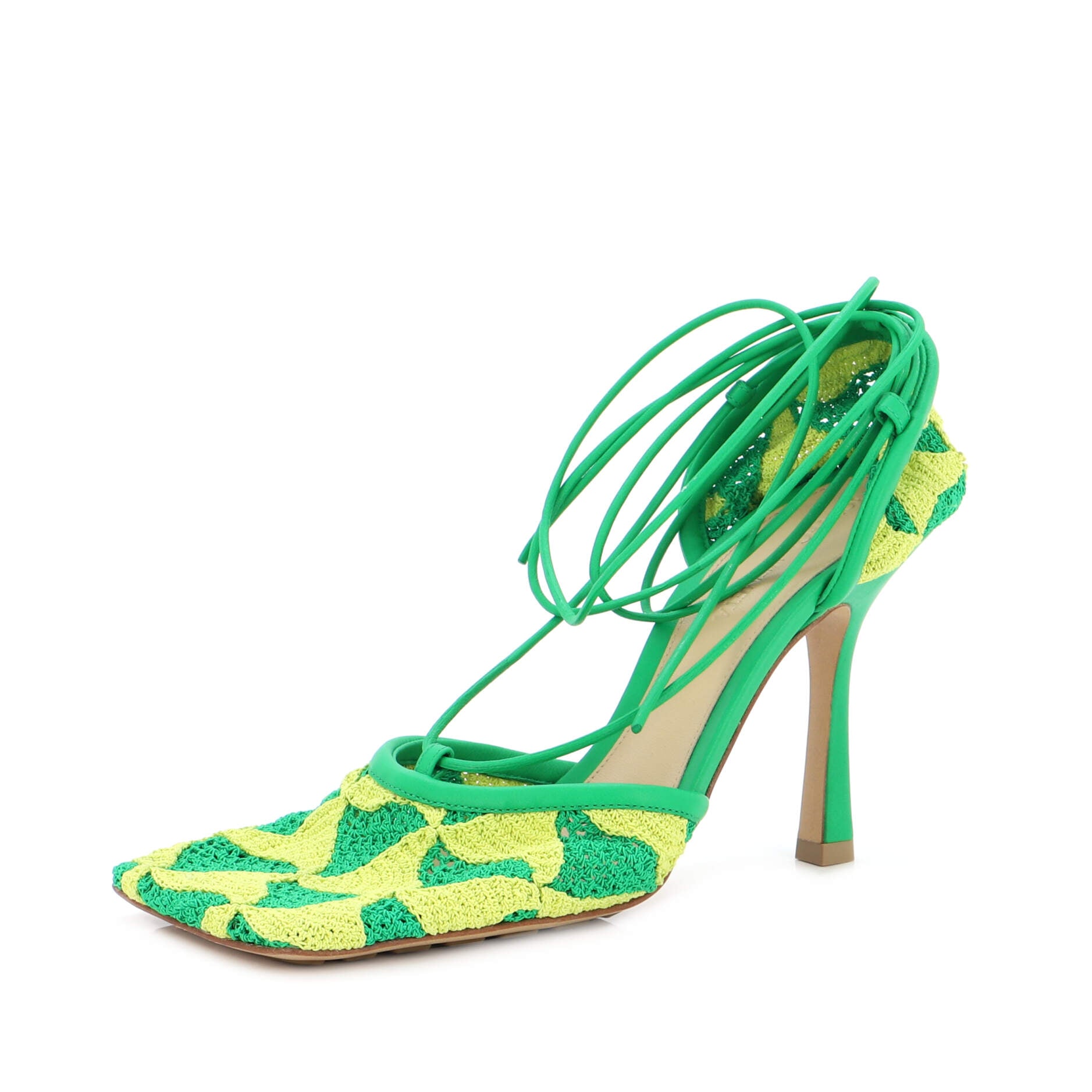 Women's Stretch Ankle Tie Heeled Sandals Crochet