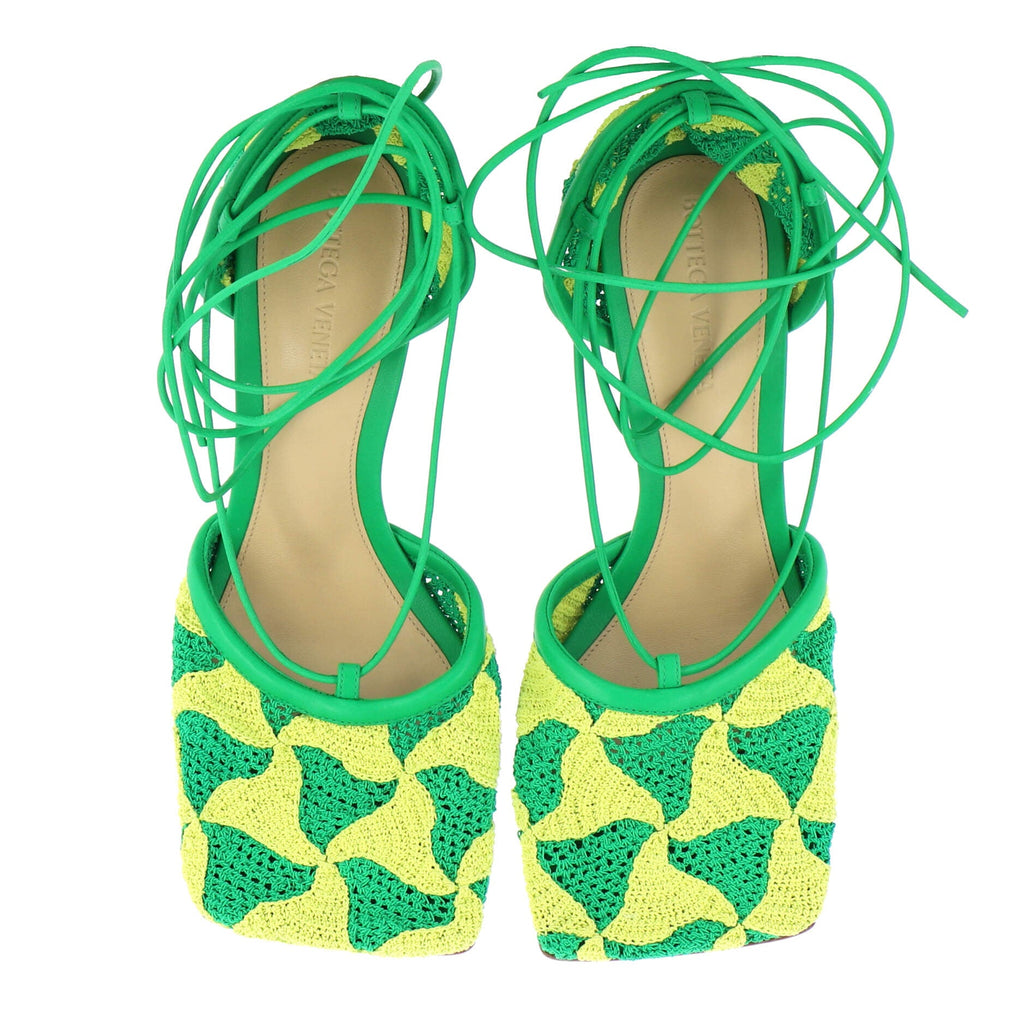 Women's Stretch Ankle Tie Heeled Sandals Crochet