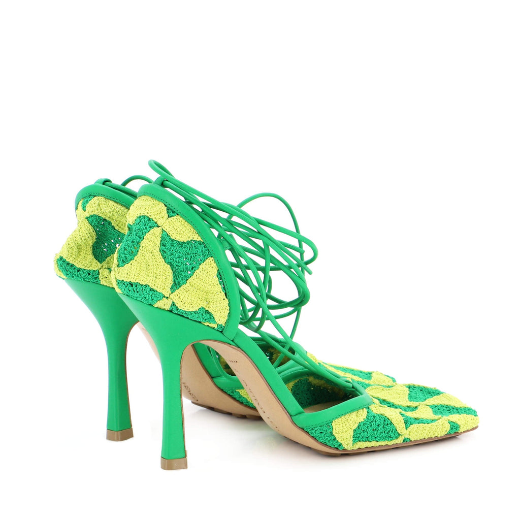 Women's Stretch Ankle Tie Heeled Sandals Crochet