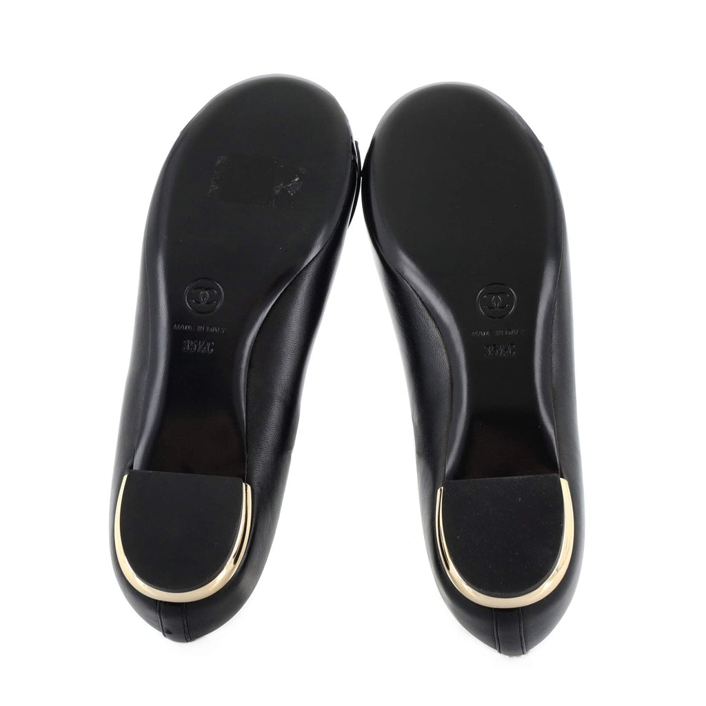Women's Cap Toe Bow Flats Leather and Patent with Faux Pearls