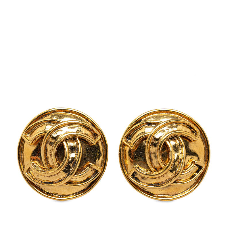 Chanel Gold-Plated Coco Mark Vintage Earrings 94P