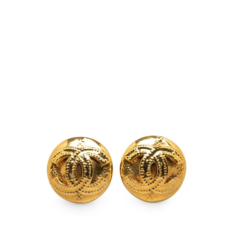 Chanel Gold Plated Coco Mark Vintage Earrings 94P
