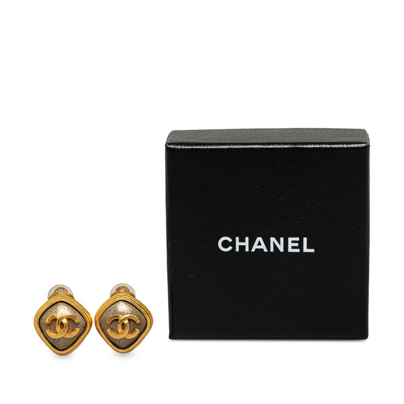 Chanel Gold Plated Coco Mark Stone Earrings 97A