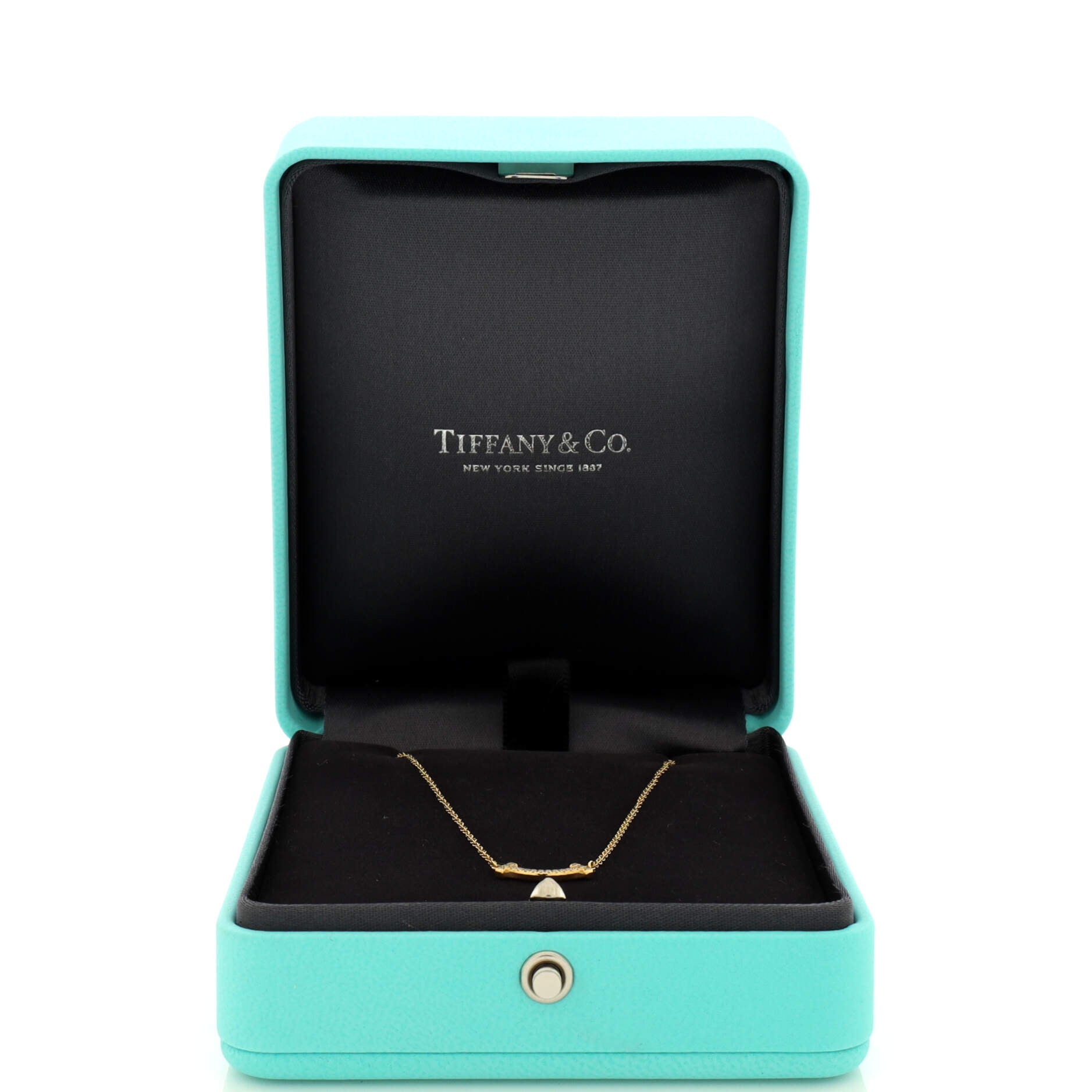 T Smile Pendant Necklace 18K Yellow Gold with Diamonds Mini