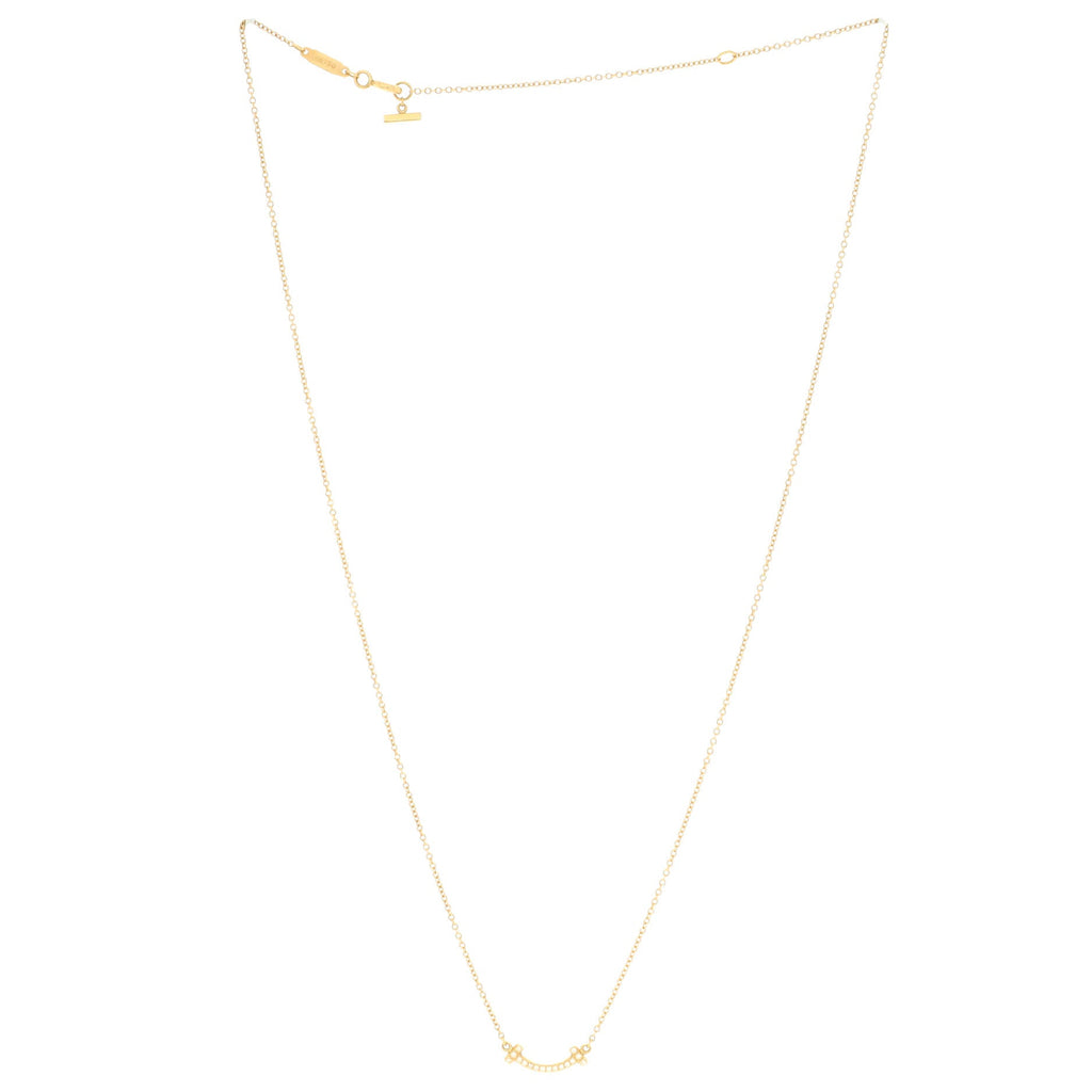 T Smile Pendant Necklace 18K Yellow Gold with Diamonds Mini