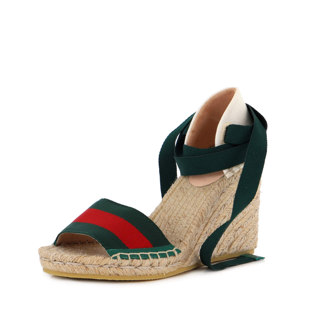 Women' Web Ankle Wrap Wedge Espadrilles Canvas