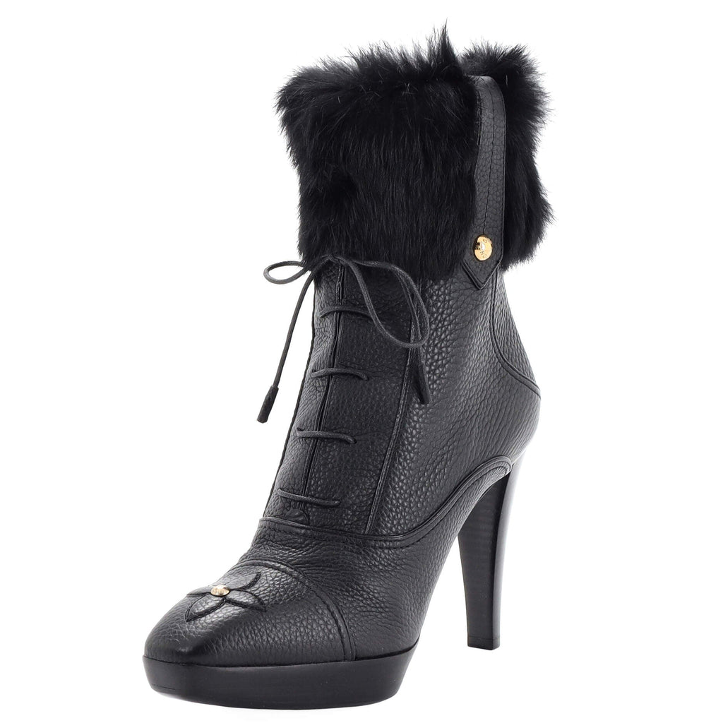 Women's Lace Up Ankle Boots Leather with Fur