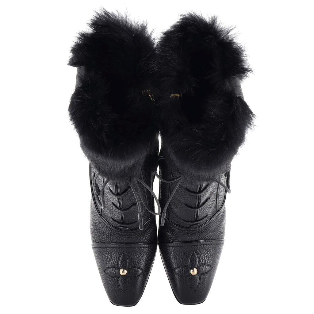 Women's Lace Up Ankle Boots Leather with Fur