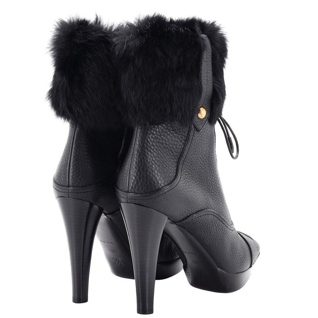 Women's Lace Up Ankle Boots Leather with Fur